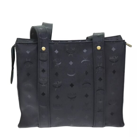 MCM Vicetos Logogram Tote Bag Coated Canvas Black Auth 75146 - Picture 6 of 16